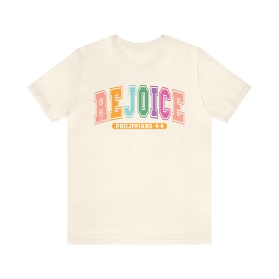 Rejoice Collegiate Easter Shirt, Bible Scripture Philippians T-shirt