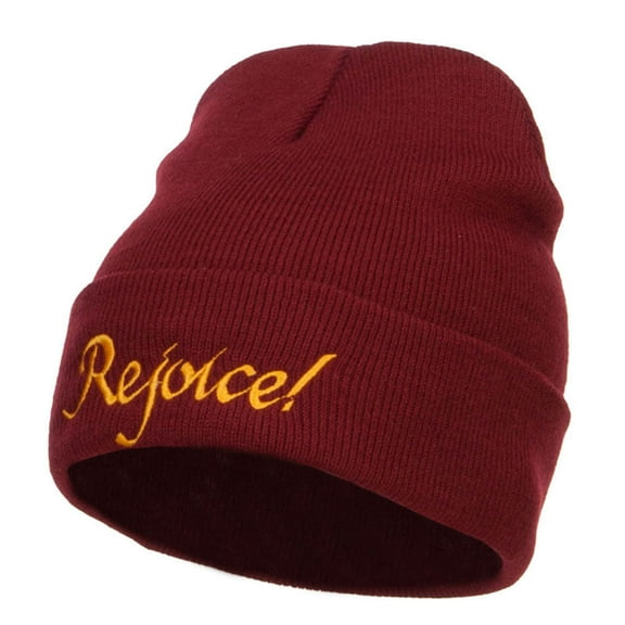 Rejoice Embroidered Long Beanie - Maroon OSFM