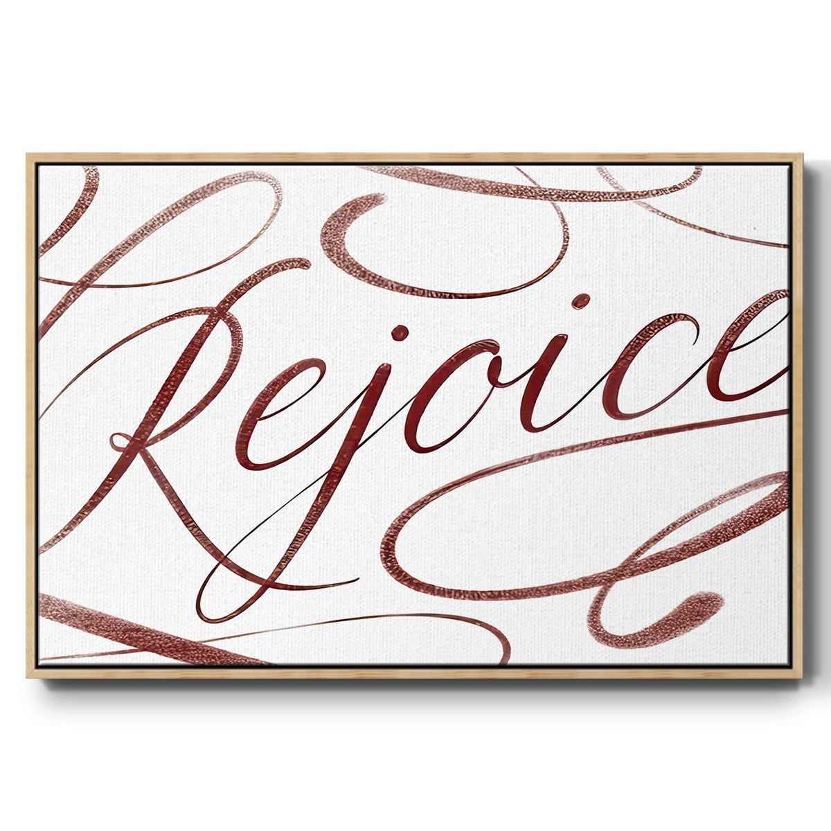 Rejoice - Framed Gallery Wrapped Holiday Canvas - 17 x 25 - Natural Wood Frame