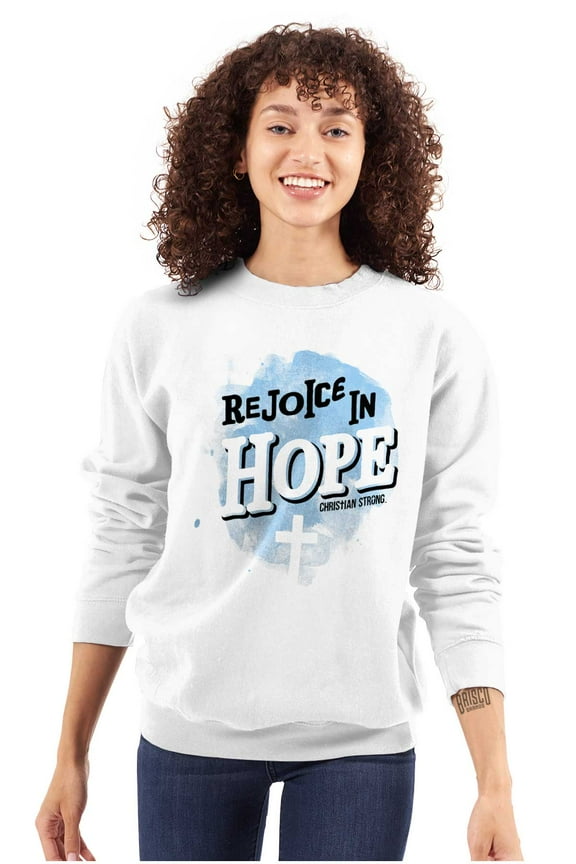 Rejoice in Hope Christian Faith Women Plus Size Crewneck Sweatshirt Brisco Brands 2X
