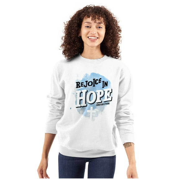 Rejoice in Hope Christian Faith Women Plus Size Crewneck Sweatshirt Brisco Brands 4X