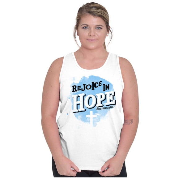 Rejoice in Hope Christian Faith Womens Plus Size Graphic Tank Top Brisco Brands 2X