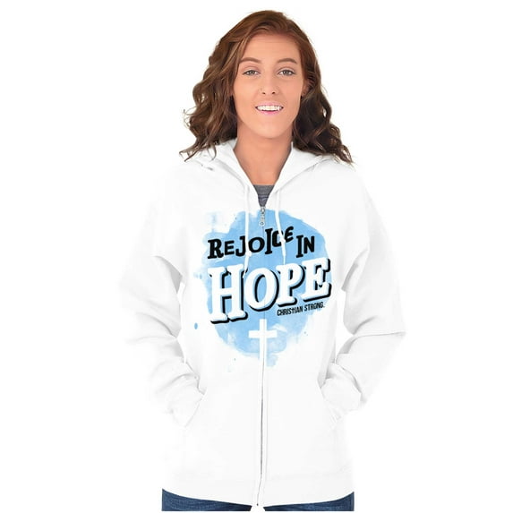 Rejoice in Hope Christian Faith Zip Hoodie Sweatshirt Women Brisco Brands S