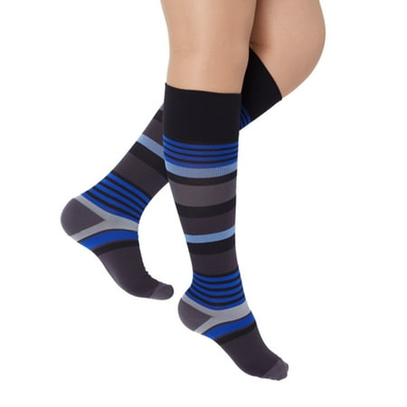Rejuva Motley Stripe Compression Socks 15-20 mmHg Black/Blue Size S