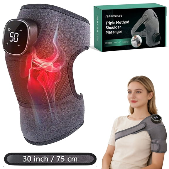 Triple Method Massager - Heat, Massage & Compression for Shoulder Relief,Cordless Shoulder Heating Pad,Heated Shoulder Wrap for Pain Relief Deep Tissue,MUYMVO Triple Method Massager