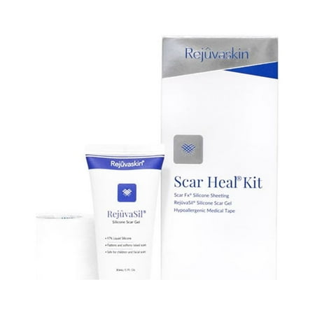 Rejuvaskin Scar Heal Kit - Scar Kit For Long Surgical Scar - Scar Treatment for Soften, Flatten, Reduce and Recover Scars - Scar Gel, 1" x 12" Silicone Sheet & Medical Tape - Physician Recommended