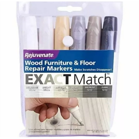 Rejuvenate Exact Match Wood Furniture & Wood Floor Repair Markers For Gray White