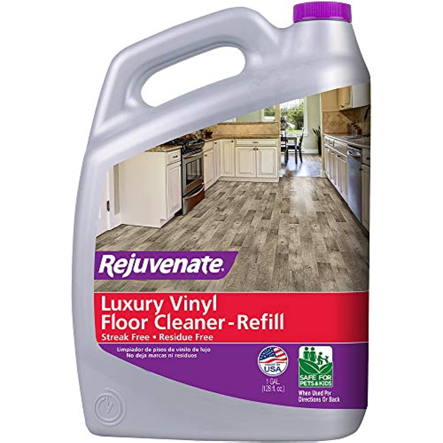 Rejuvenate High Performance Luxury Vinyl Tile Plank Floor Cleaner Ph Neutral Formula Doesnt Leave Streaks Or Dulling Residue 128Oz