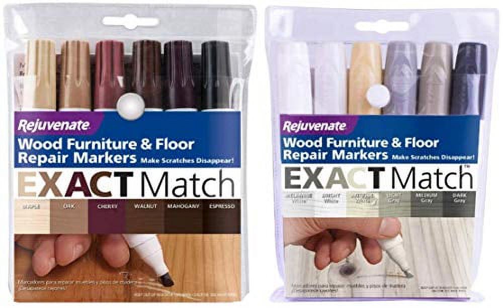 Rejuvenate New Improved Colors Wood Furniture & Floor Repair Markers Make Scratches Disappear in