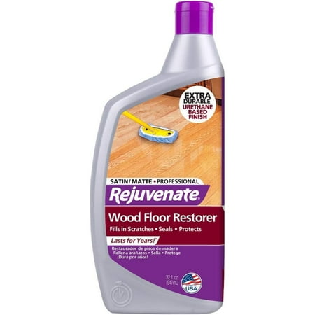 Rejuvenate Professional Wood Floor Restorer and Polish, Satin Finish - Water-Based Polyurethane - 32oz