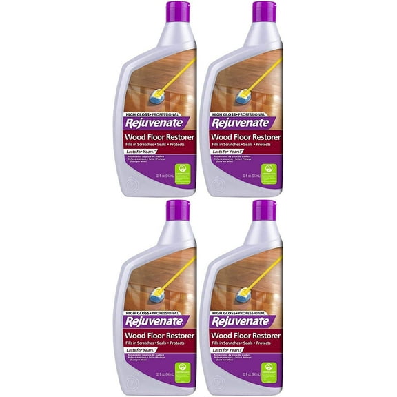 Rejuvenate Professional Wood Floor Restorer and Polish with Durable Finish Non-Toxic Easy Mop On Application High Gloss Finish 32oz Pack of 4