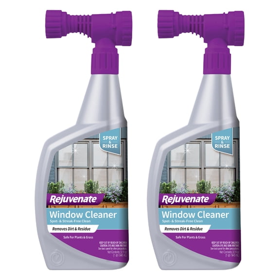 Rejuvenate Window Cleaner with Hose-End Adapter, 32 Ounces, 2 Pack