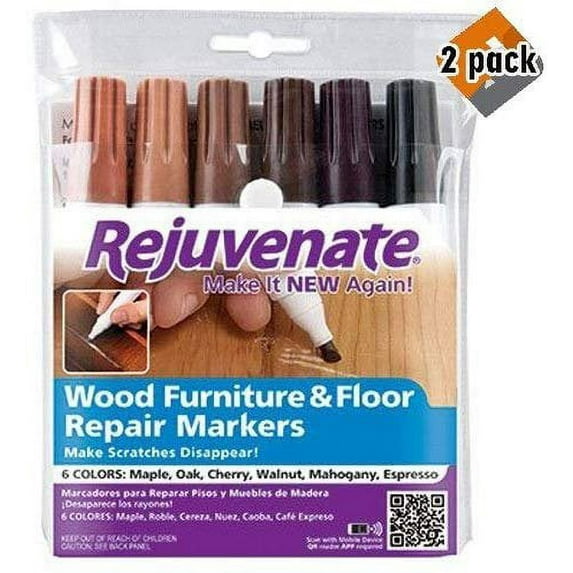 Rejuvenate Wood Furniture & Floor Repair Marker Combo Pack - 6 Colors - Pack of 2