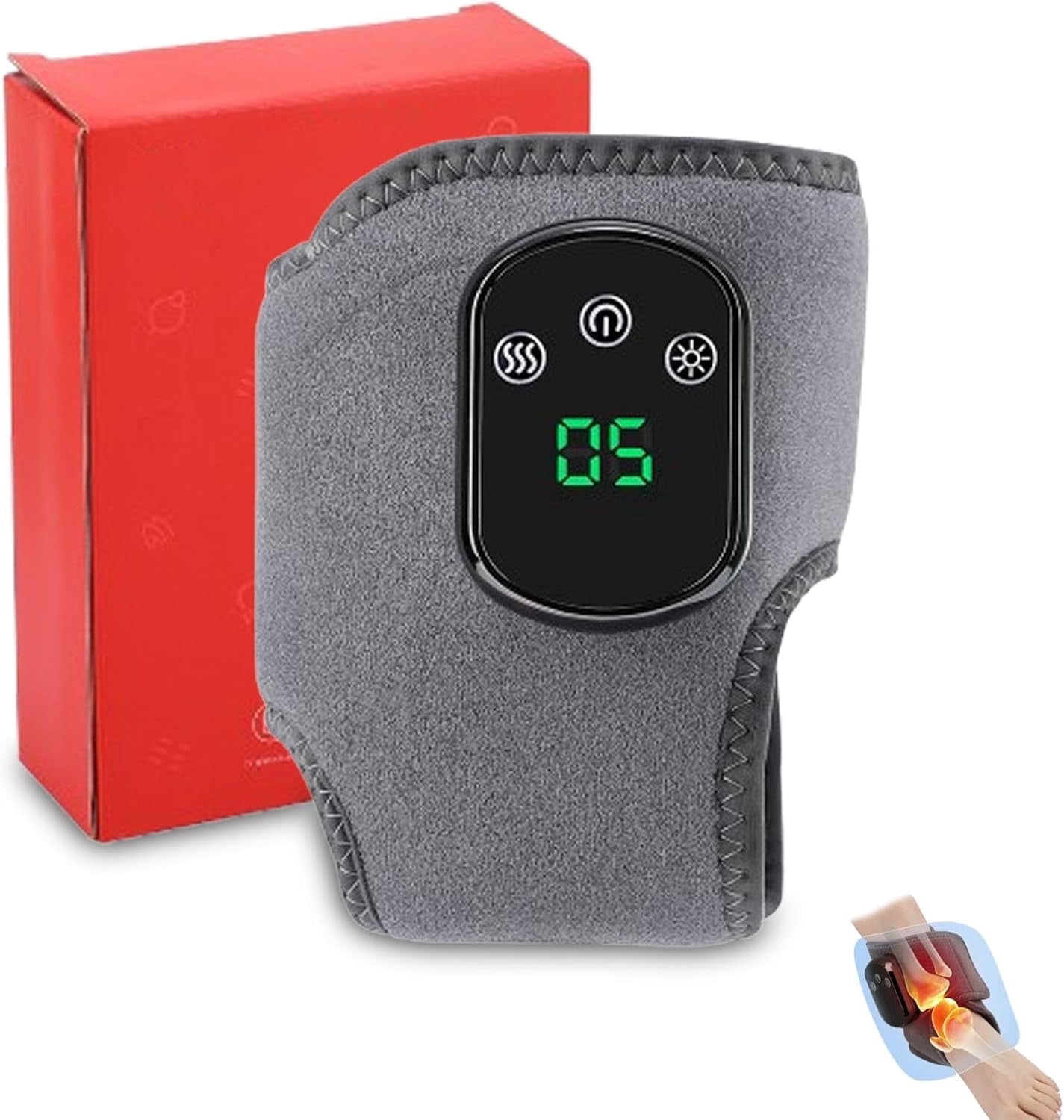 Rejuvenating Foot Triple Massager, a 3-in-1 cordless and portable foot massager with a triple heated ankle bandage, 3 vibration modes, and 5 heat levels to help you relax. Suitable for heels, arches,
