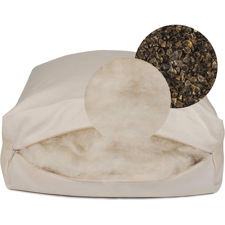 Rejuvenation Pillow with Organic Buckwheat Hulls and Natural Wool