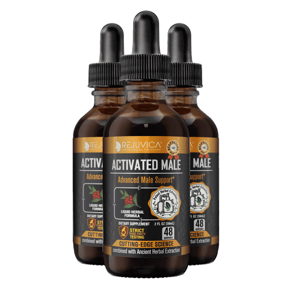 Rejuvica Health Activated Male Support Liquid Supplement - Ashwagandha, Mucuna, & More! - 3 Pack