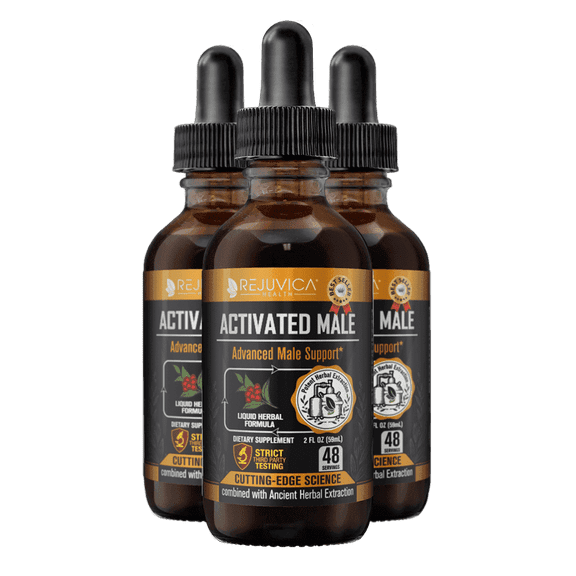 Rejuvica Health Activated Male Support Liquid Supplement - Ashwagandha, Mucuna, & More! - 3 Pack