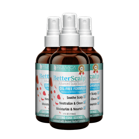 Rejuvica Health BetterScalp: Herbal Anti Dandruff & Anti Itch Tonic | 4 fl oz spray bottle (3 Pack)