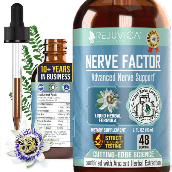 Rejuvica Health Nerve Factor - Nerve Health Support Supplement - Contains Alpha Lipoic Acid, 2 fl oz