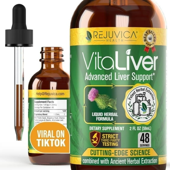 Rejuvica Health VitaLiver Liver Support Supplement with Milk Thistle & Artichoke, 2 fl oz