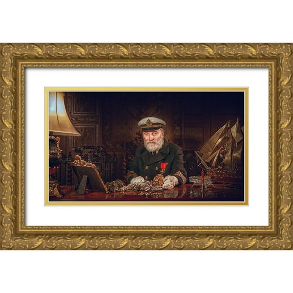 Rekhov, Sergej 14x10 Gold Ornate Wood Framed with Double Matting Museum Art Print Titled - Capitan Of Qtitanicq