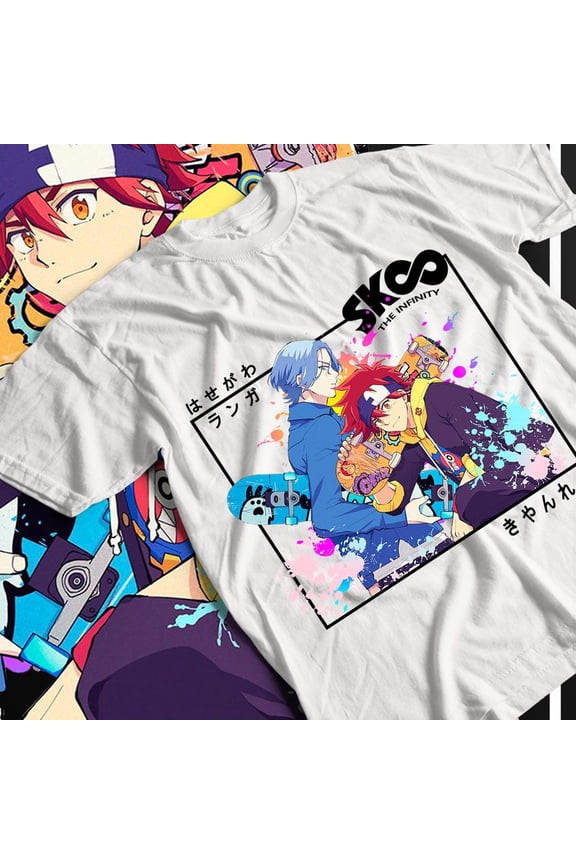 Reki Kyan and Langa Hasegawa Graphic Tee - Skateboarder Duo Anime Friends Shirt