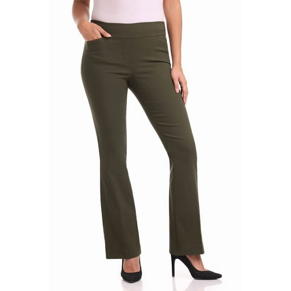 Rekkuna Women's Comfort Stretch Pull-On Bootcut Pant with Tummy Tamer Panel (10, Olive)