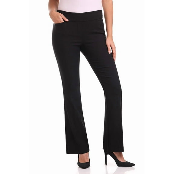 Rekkuna Women's Comfort Stretch Pull-On Bootcut Pant with Tummy Tamer Panel (12, Black)