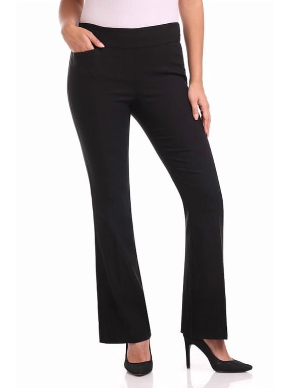 Women's Comfort Stretch Pull-On Bootcut Pant with Tummy Tamer Panel (12, Black)