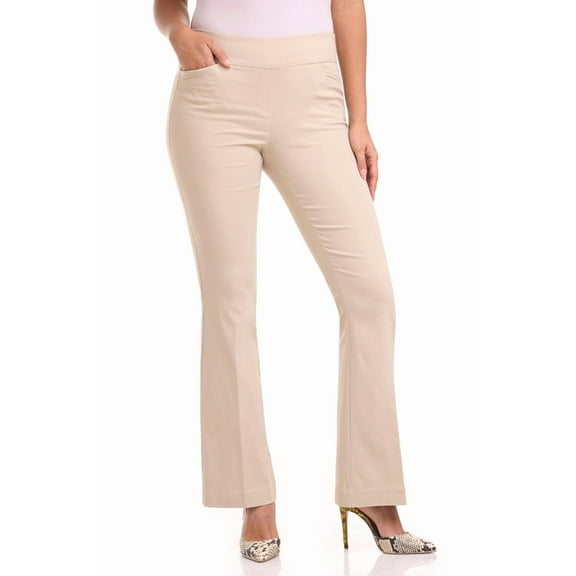 Rekkuna Women's Comfort Stretch Pull-On Bootcut Pant with Tummy Tamer Panel (18, Sand)