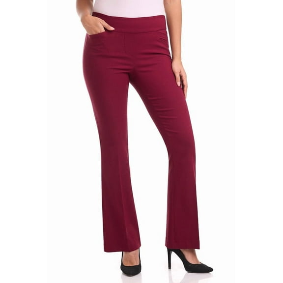Rekkuna Women's Comfort Stretch Pull-On Bootcut Pant with Tummy Tamer Panel (6, Burgundy)