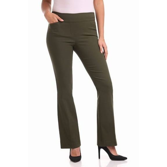 Rekkuna Women's Comfort Stretch Pull-On Bootcut Pant with Tummy Tamer Panel (6, Olive)