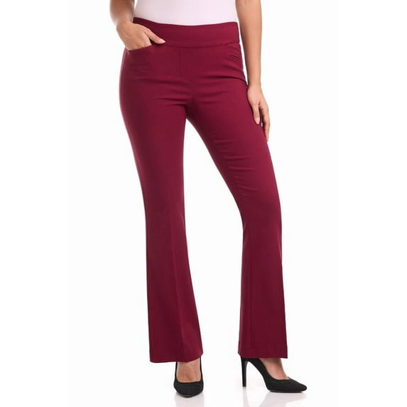 Rekkuna Women's Comfort Stretch Pull-On Bootcut Pant with Tummy Tamer Panel (8, Burgundy)