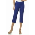 thumbnail image 1 of Rekkuna Women's Comfort Stretch Pull-On Straight Leg Capri Pant with Buttons at the Waist (6, Sapphire), 1 of 5
