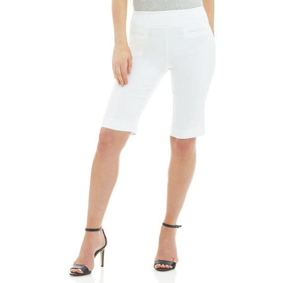 Rekkuna Women's Pull-On Modern Slim Fit Stretchy Comfort Short with 12" inseam (10, White)