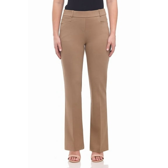 Rekkuna Women's Pull-On Silky Soft Gutsy Knit Dressy Office Yoga Bootcut Pant (Medium, Dark Sand)