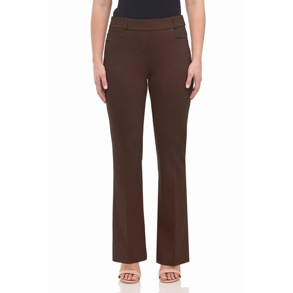 Rekkuna Women's Pull-On Silky Soft Gutsy Knit Dressy Office Yoga Bootcut Pant (X-Large, Chocolate Brown)