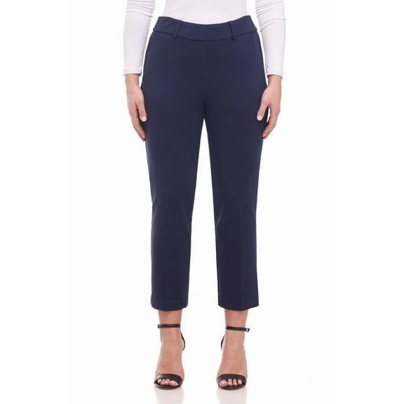 Rekkuna Women's Pull-On Silky Soft Gutsy Knit Office-Yoga Trouser with Pockets (Large, Navy)