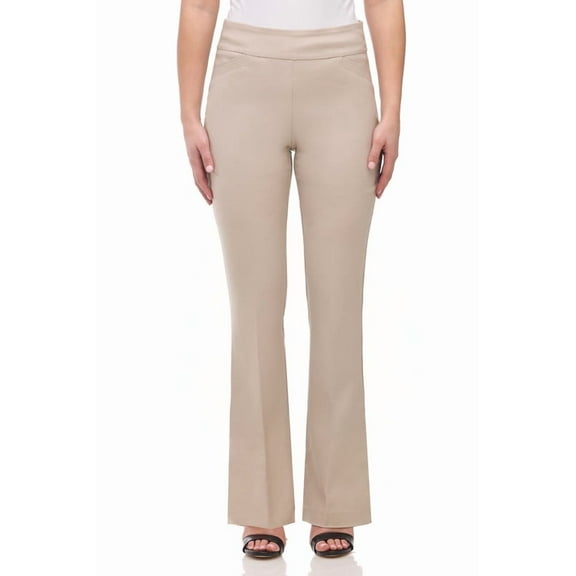 Rekkuna Women's Pull-On Stretchy Comfort Boot Cut Pant (Medium, Beige)