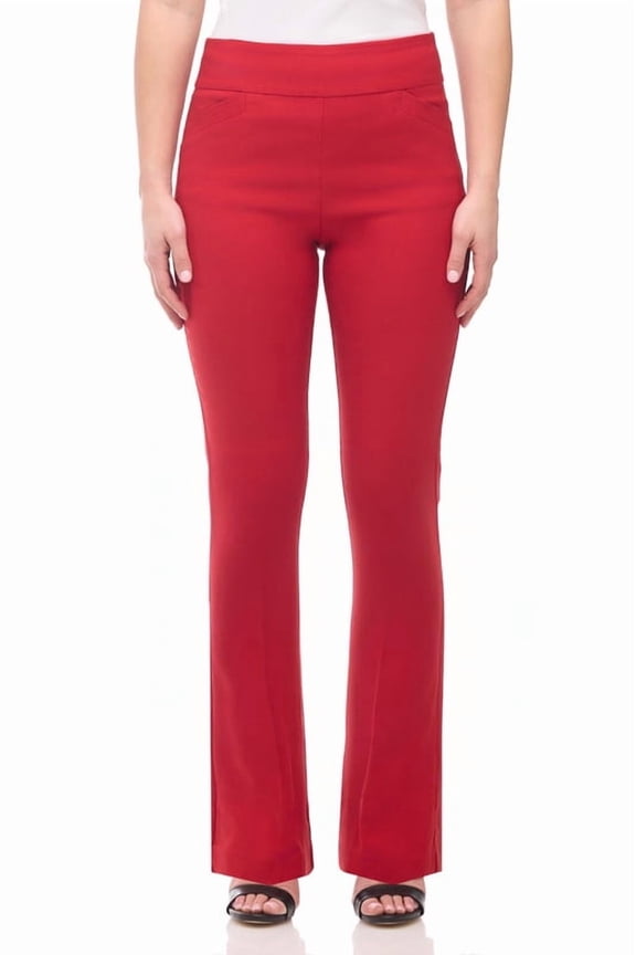Women's Pull-On Stretchy Comfort Boot Cut Pant (X-Large, Red)