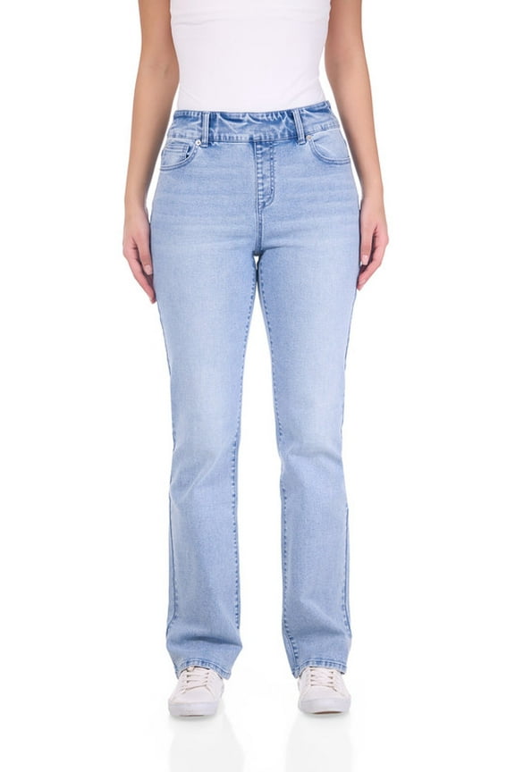 Women's Pull-On Stretchy Comfort Straight Leg Jean (18, Light Wash)