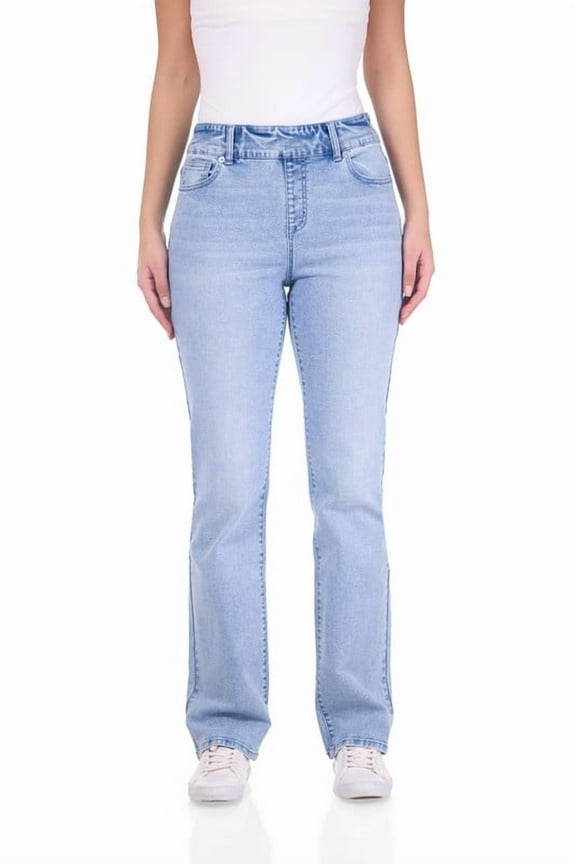 Women's Pull-On Stretchy Comfort Straight Leg Jean (8, Light Wash)