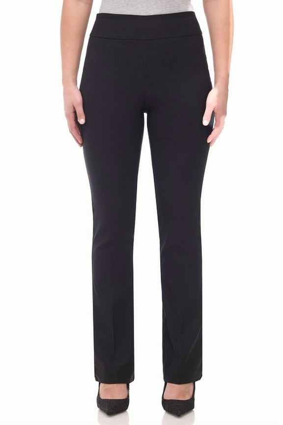 Women's Pull-On Stretchy Comfort Straight Leg Pant with Hidden Pocket (Large, Black)
