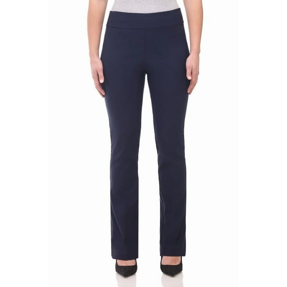 Rekkuna Women's Pull-On Stretchy Comfort Straight Leg Pant with Hidden Pocket (Medium, Navy)
