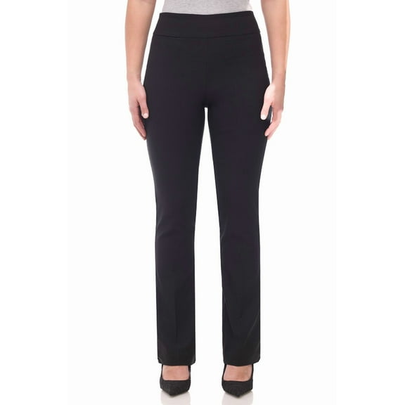 Rekkuna Women's Pull-On Stretchy Comfort Straight Leg Pant with Hidden Pocket (Small, Black)