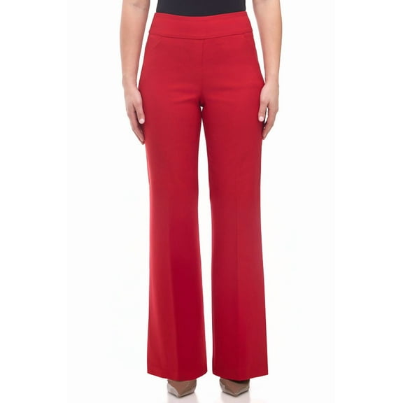 Rekkuna Women's Pull-On Wide Leg Super Stretch Comfort Pant with Pockets (Large, Red)