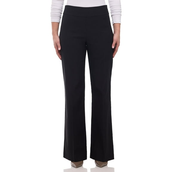 Rekkuna Women's Pull-On Wide Leg Super Stretch Comfort Pant with Pockets (Medium, Black)