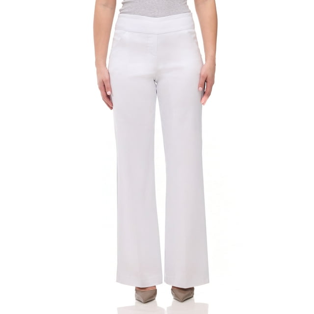 Rekkuna Women's Pull-On Wide Leg Super Stretch Comfort Pant with Pockets (XX-Large, White)