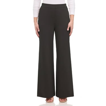 Rekkuna Women's Silky Soft Gutsy Knit Pull-On Wide Leg Hi-Rise Palazzo Pant (Medium, Black)