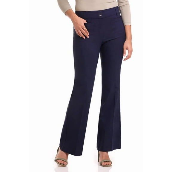 Rekkuna Women's Stretchy Comfort Pull-On Flare Leg Pant (16, Navy)